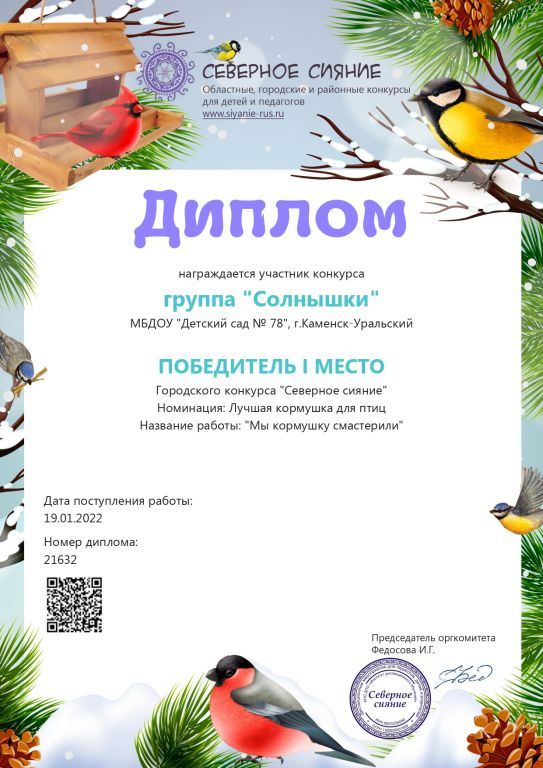 Диплом за 1 место Городской конкурс Северное сияние Номинация Лучшая кормушка для птиц 2022.jpg